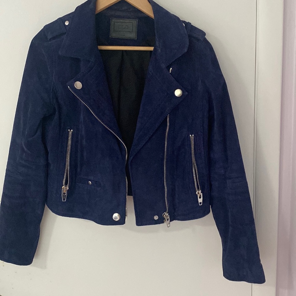 PLUS BELTED LONG SLEEVE ZIPPERED SUEDE MOTO JACKET main image 0